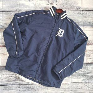 XL Detroit Tigers Full Zip Sport Jacket in navy blue and white